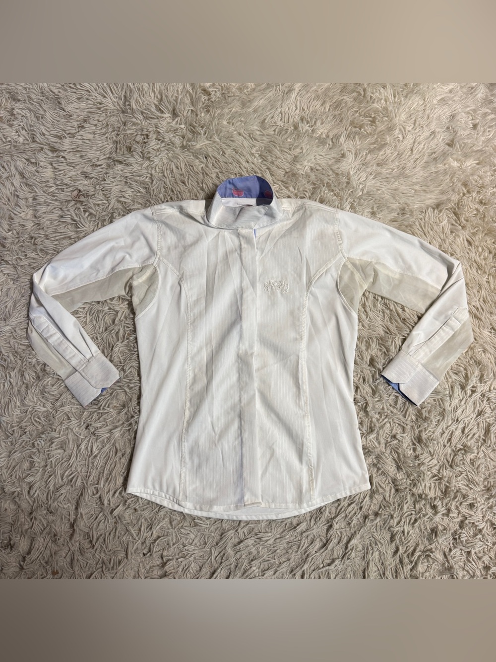 Child’s Size 10 White Equine Couture Long Sleeve Horseback Riding Show Shirt